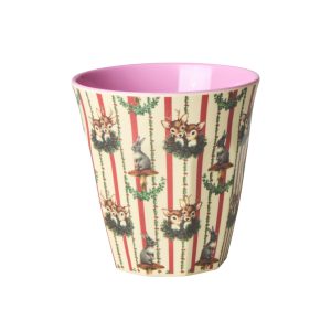 Rice: Medium melamine beker - Sweet forest print | Crème XMECU-SWFOCR