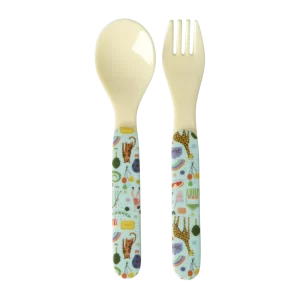 Rice: Baby lepel en vork - Fun Fair print | Mint BABSF-FUFAMI