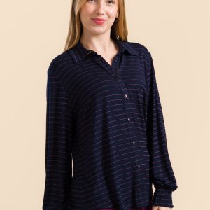 LaLamour: AMY BLOUSE | STRIPES BLUE-LUREX ROSE GOLD