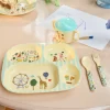 RICE: Melamine 4 vaks kinderbord - Fun Fair Print Mint KIPL4-FUFAMI