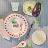 Rice: Klein Rechthoekig Melamine Bord - Favorite Hearts Print Mint MELCP-RECFAVDMI