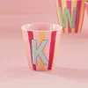 Rice: Medium melamine beker - Alfabet - K Roze Streep MELCU-ALPSTRKI