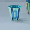 Rice: Medium melamine beker - Alfabet - O Blauw Streep MELCU-ALPSTROB