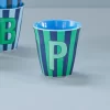 Rice: Medium melamine beker - Alfabet - P Blauw Streep MELCU-ALPSTRPB