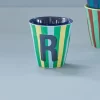 Rice: Medium melamine beker - Alfabet - R Blauw Streep MELCU-ALPSTRRB