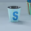 Rice: Medium melamine beker - Alfabet - S Blauw Streep MELCU-ALPSTRSB