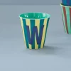 Rice: Medium melamine beker - Alfabet - W Blauw Streep MELCU-ALPSTRWB