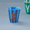 Rice: Medium melamine beker - Alfabet - X Blauw Streep MELCU-ALPSTRXB