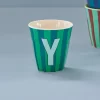Rice: Medium melamine beker - Alfabet - Y Blauw Streep MELCU-ALPSTRYB