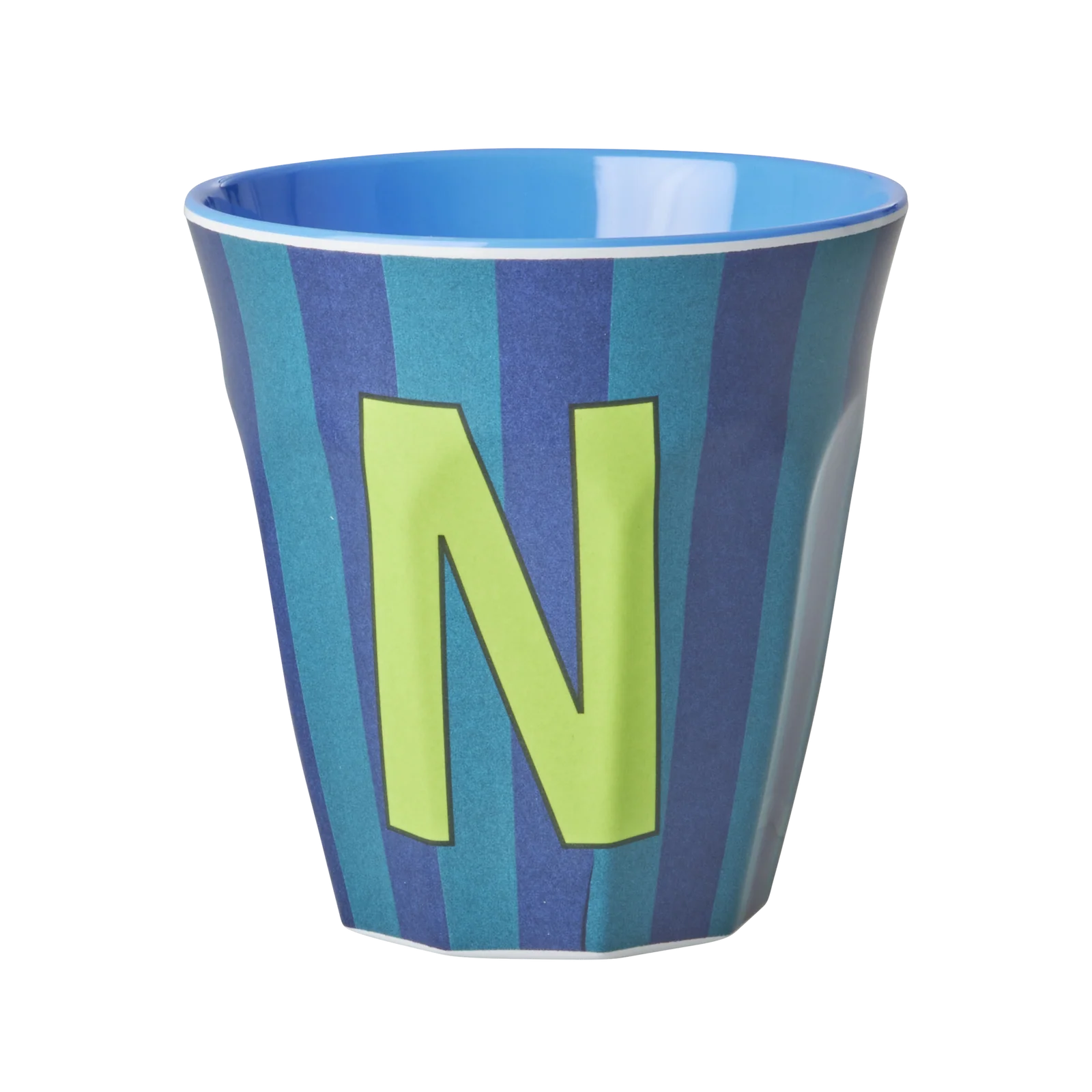 Rice: Medium melamine beker - Alfabet - N Blauw Streep MELCU-ALPSTRNB Rice: Medium melamine beker - Alfabet - N Blauw Streep MELCU-ALPSTRNB