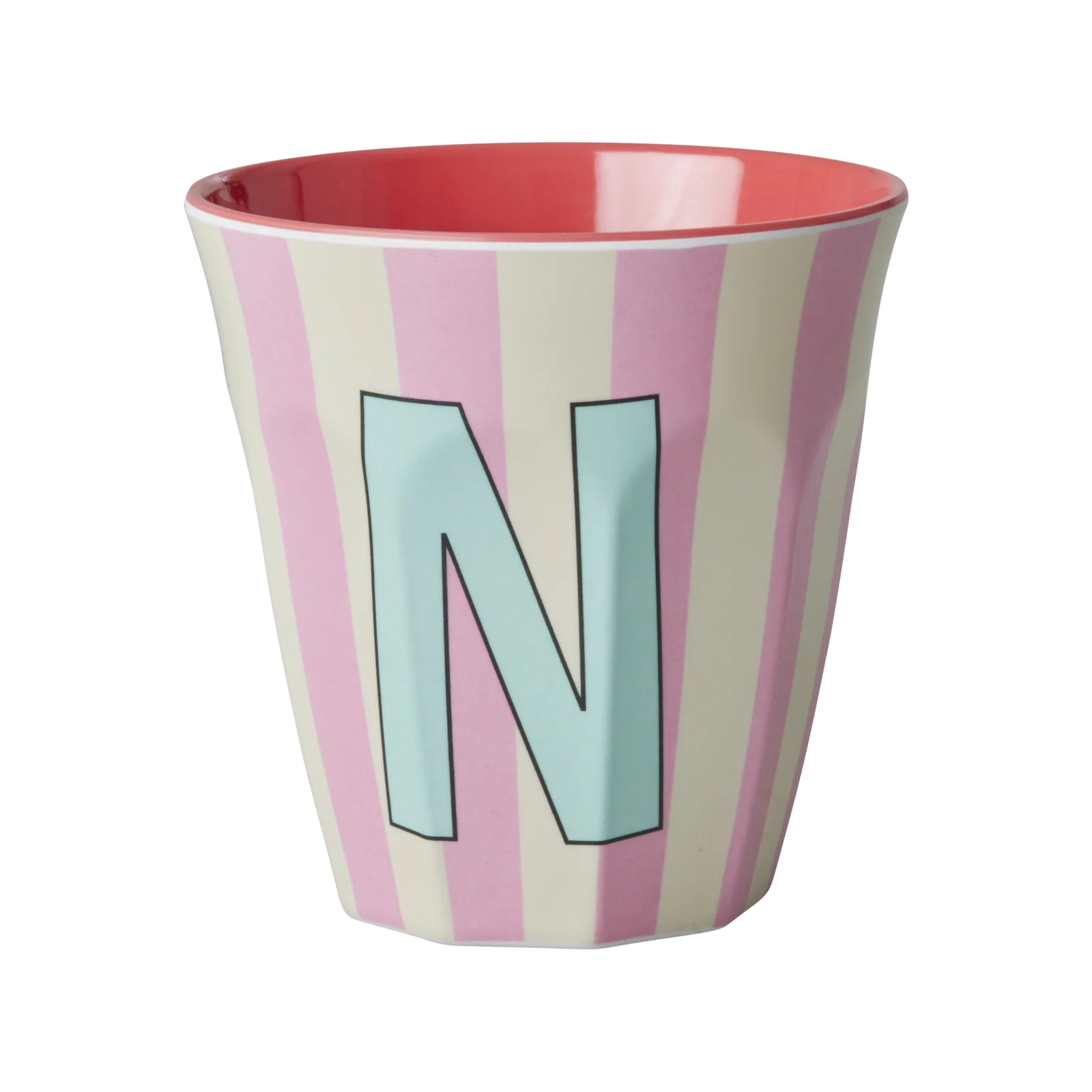 Rice: Medium melamine beker - Alfabet - N Roze Streep MELCU-ALPSTRNI Rice: Medium melamine beker - Alfabet - N Roze Streep MELCU-ALPSTRNI