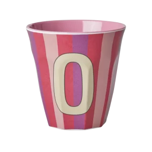 Rice: Medium melamine beker - Alfabet - O Roze Streep MELCU-ALPSTROI