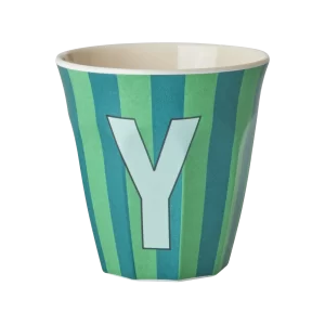 Rice: Medium melamine beker - Alfabet - Y Blauw Streep MELCU-ALPSTRYB