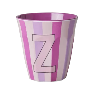 Rice: Medium melamine beker - Alfabet - Z Roze Streep MELCU-ALPSTRZI