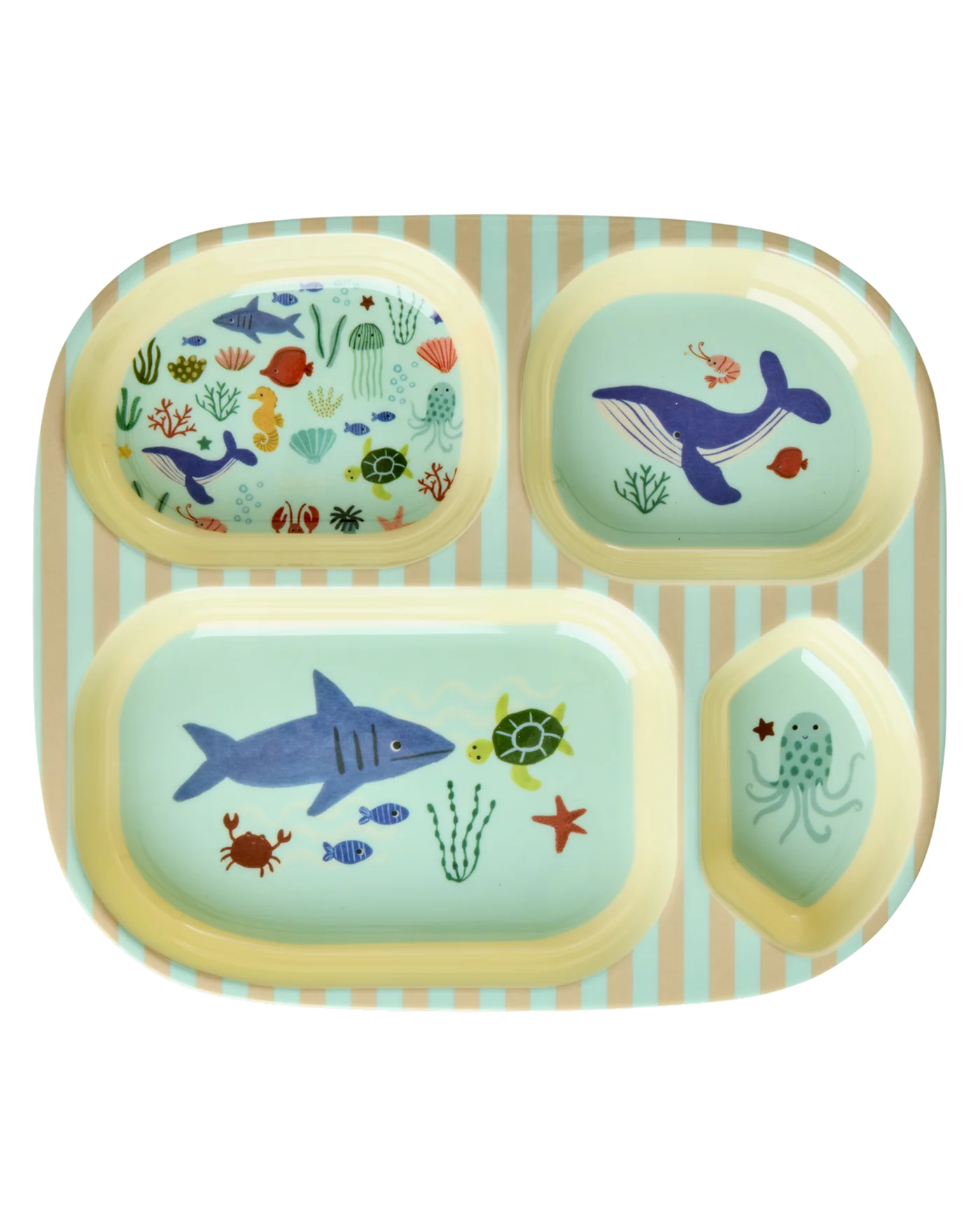 RICE: Melamine 4 vaks kinderbord - Ocean Print Blauw KIPL4-OCEB RICE: Melamine 4 vaks kinderbord - Ocean Print Blauw KIPL4-OCEB