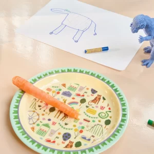 Rice: Rond melamine kinderbord - Fun Fair Print Mint KILPL-FUFAMI