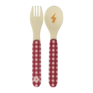 Rice: Baby lepel en vork - Hero print | Roze BABSF-2ZHEROI