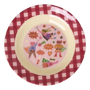 RICE: Melamine kinder kom - Hero print | Roze KIBOW-HEROI