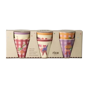 RICE: Kleine Beker | Hero Print | Roze | Set van 6 KICUP-6ZHEROI