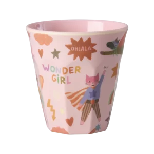 RICE: Medium melamine beker - Hero print | Roze MELCU-HEROI
