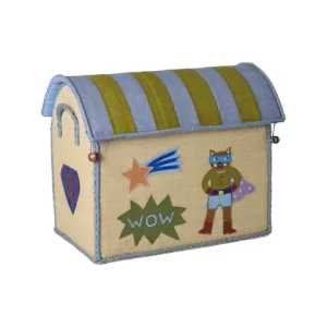 Rice: Klein raffia opberg huis - Hero thema Blauw BSHOU-SHERO