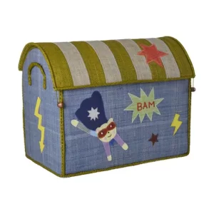 Rice: Medium raffia opberg huis - Hero thema Blauw BSHOU-MHERO