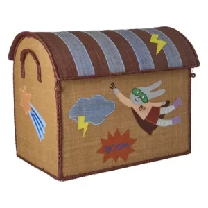 Rice: Groot raffia opberg huis - Hero thema Blauw BSHOU-LHERO