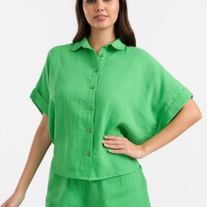 LaLamour: Jill Blouse | Crinkle Green