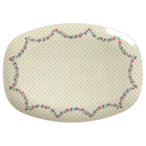 Rice: Rechthoekig Melamine Bord - Dots and Flowers Print MELPL-DOFL