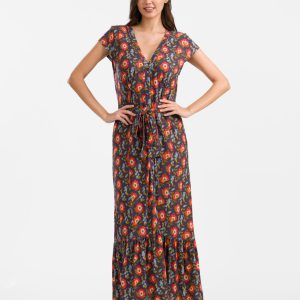 LaLamour: Maud Maxi Dress Short Sleeve | Purple Poppy