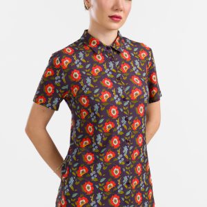 LaLamour: Sill Blouse Short Sleeve | Purple Poppy