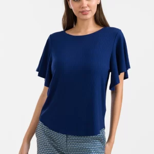 LaLamour: Sophie Top met korte vlindermouwen | Navy