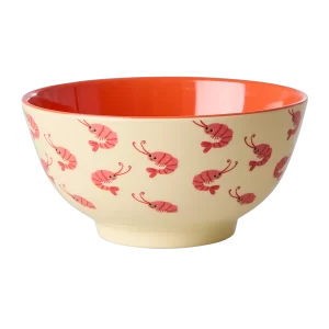 RICE: Medium melamine kom - New Shrimp Print MELBW-NSHR