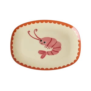Rice: Klein Rechthoekig Melamine Bord - New Shrimp Print MELCP-RECNSHR