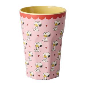 Rice: Grote melamine beker - Snoopy Print | Pink MELCU-LSNOOPI