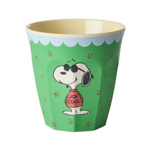 RICE: Medium melamine beker - Snoopy Print | Green MELCU-SNOOPG