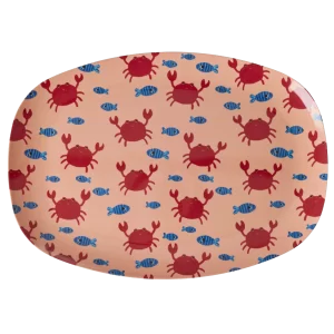 Rice: Rechthoekig Melamine Bord - Crab Print MELPL-CRAB