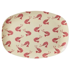 Rice: Rechthoekig Melamine Bord - New Shrimp Print MELPL-NSHR