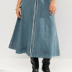 Nümph: NUSANDIE SKIRT - Medium Blue Denim