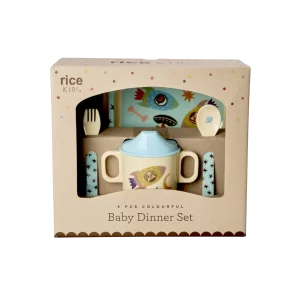 Rice: Melamine kinderservies - Dogs in Space | Blauw BABOX-4ZDSPA