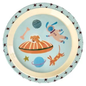 Rice: Rond melamine kinderbord | Dogs in Space Print KILPL-DSPA